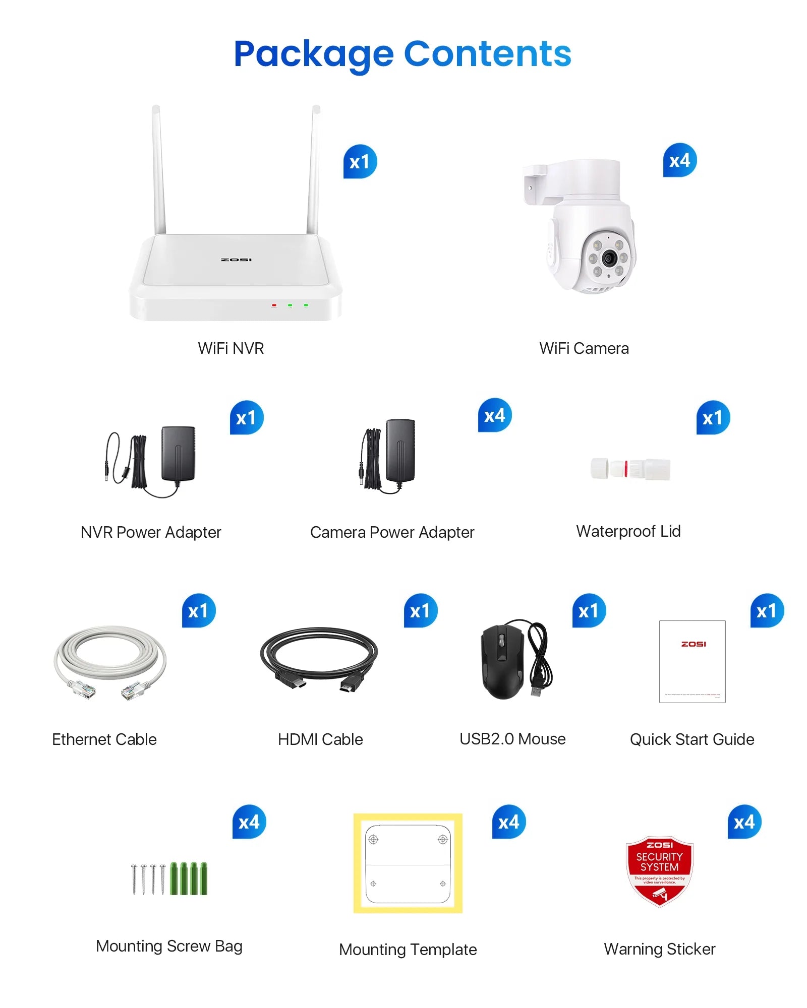ZOSI 5MP Security Camera System, WiFi 6 8CH NVR with 1TB HDD for 24/7 Record, Wilress Pan Tilt Security camera with Color Night Vision, Auto Tracking, AI Human Detect, 2-Way Audio, Home Security