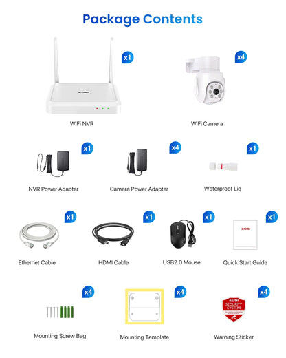 ZOSI 5MP Security Camera System, WiFi 6 8CH NVR with 1TB HDD for 24/7 Record, Wilress Pan Tilt Security camera with Color Night Vision, Auto Tracking, AI Human Detect, 2-Way Audio, Home Security