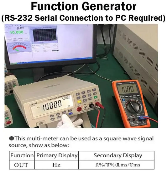 Bench Digital Multimeter with Software for Function Generator via RS-232 Computer Interface (VC8145)