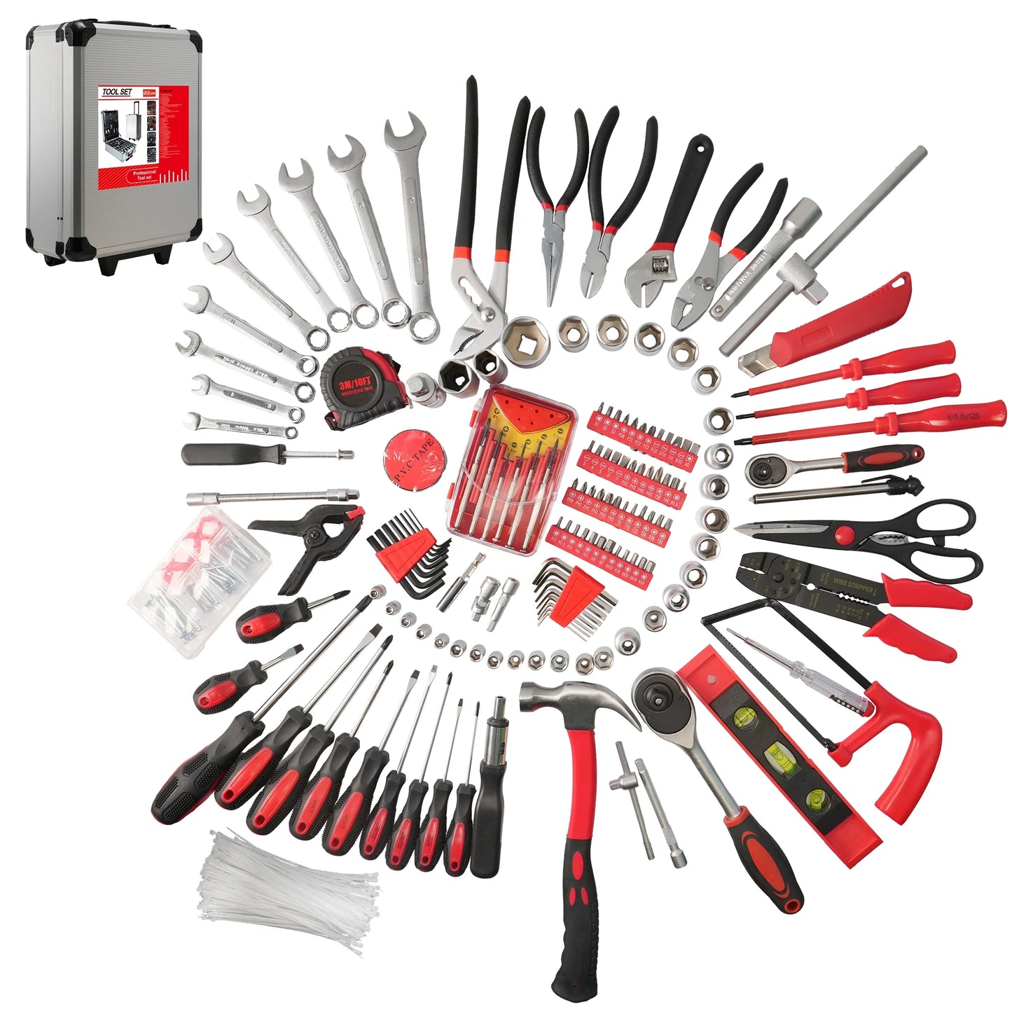 515-Piece Tool Set with Rolling Toolbox, Aluminum Trolley Case for Home, DIY Projects, Garden & General Maintenance