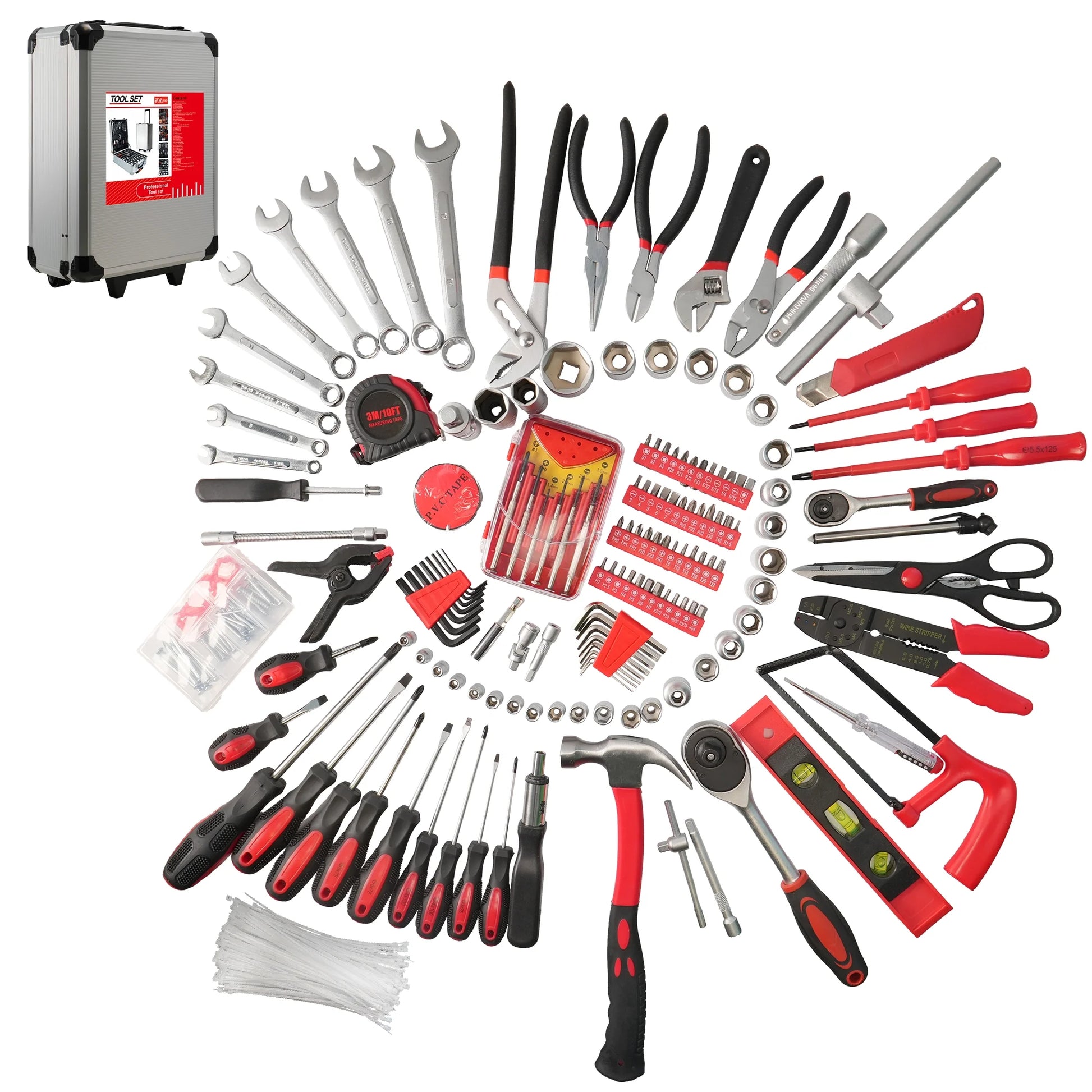 515-Piece Tool Set with Rolling Toolbox, Aluminum Trolley Case for Home, DIY Projects, Garden & General Maintenance
