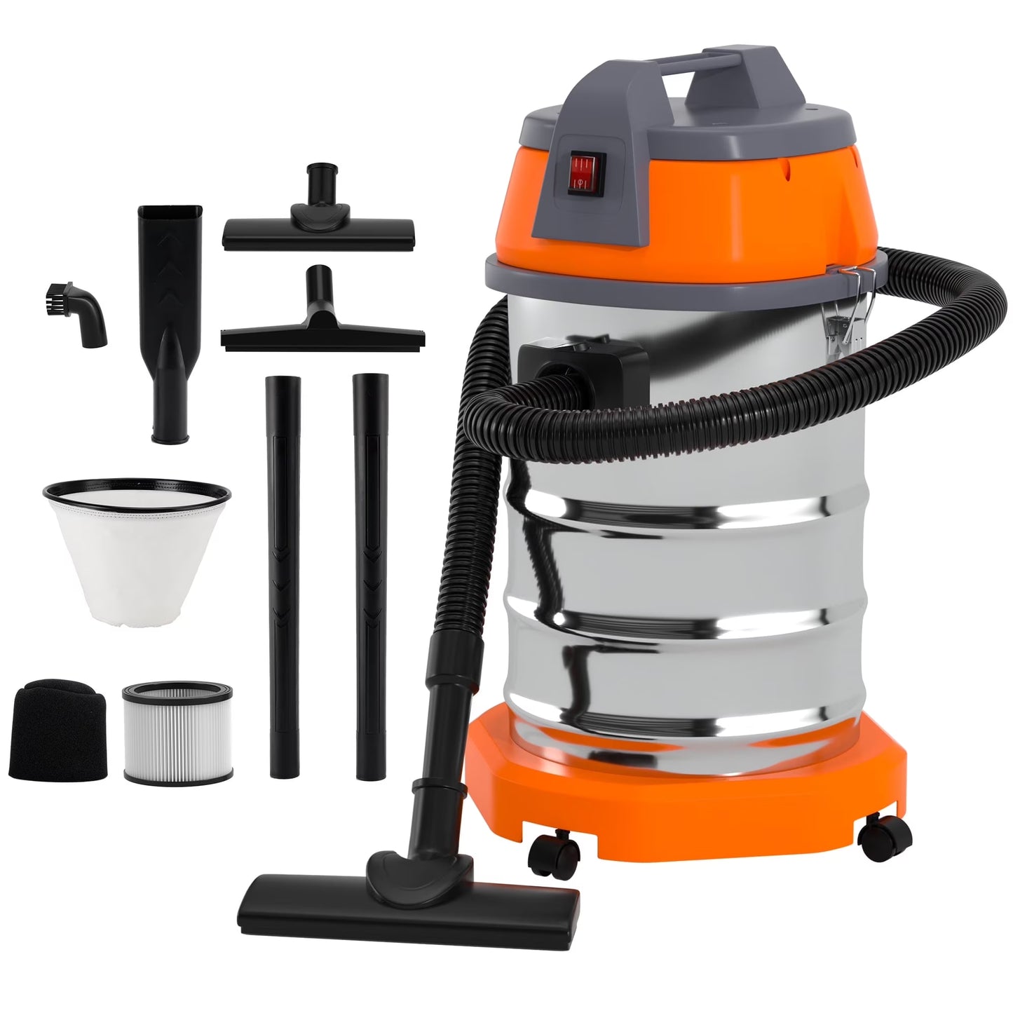 TOPTENG Wet Dry Vacuum Cleaner, 10 Gallon 3200w 8 Peak Stainless Steel Shop Vacuum Wet and Dry, with Filter and Attachments for House Garage Workshop Car