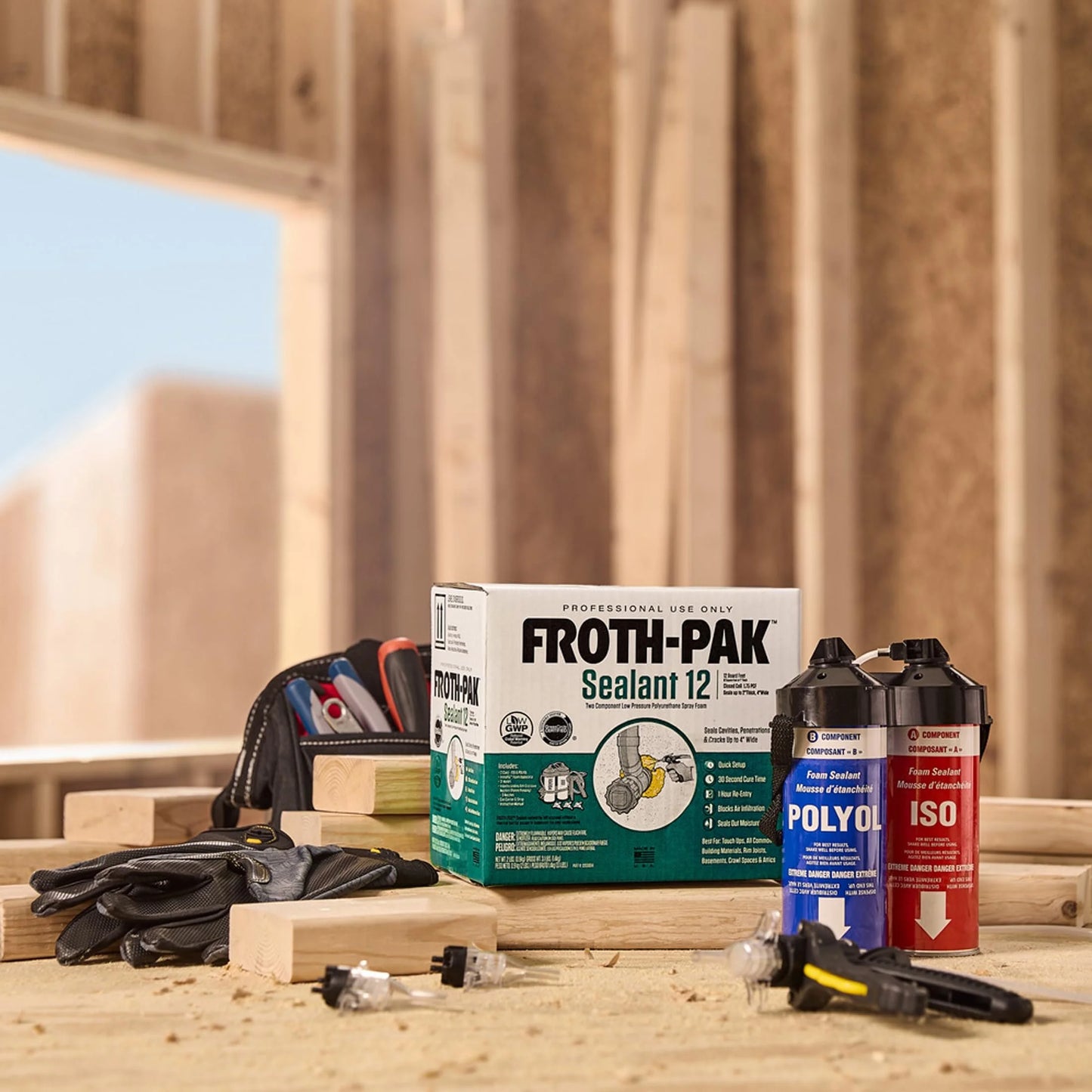 Froth-Pak 12 Spray Foam Sealant Kit, 3ft Hose, 4-Pack. Seals Cavities, Penetrations & Gaps. Yields Up to 12 Board ft. at 2 Thick, 4 Width. Two Component, Polyurethane, Closed Cell