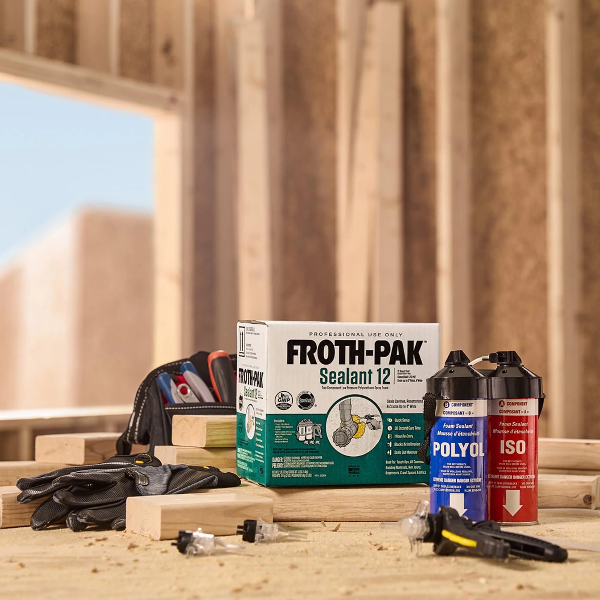 Froth-Pak 12 Spray Foam Sealant Kit, 3ft Hose, 4-Pack. Seals Cavities, Penetrations & Gaps. Yields Up to 12 Board ft. at 2 Thick, 4 Width. Two Component, Polyurethane, Closed Cell