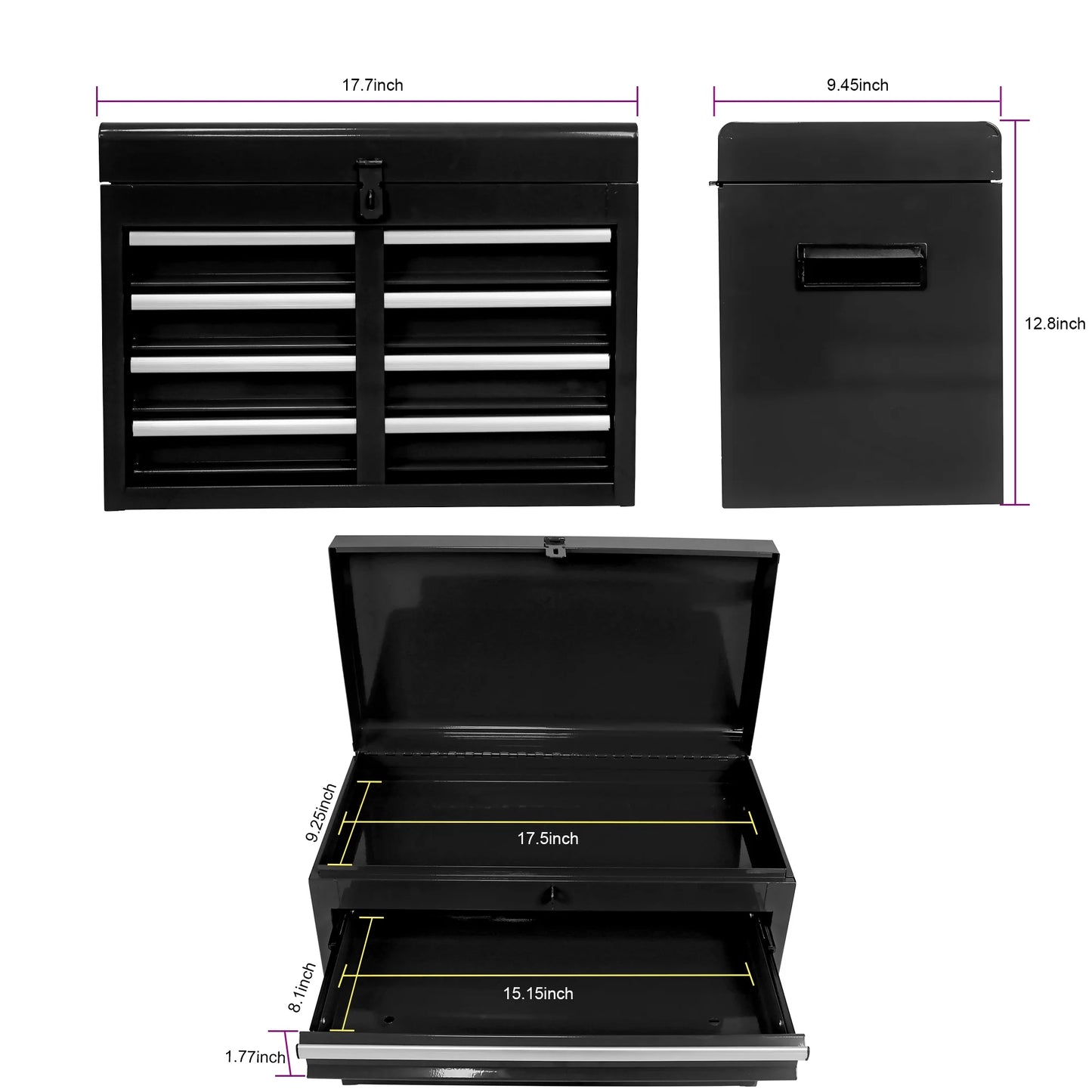 Tool Chest with 5 Drawers, Rolling Tool Box, Lockable Tool Cabinet Hidden Double Tool Organizer