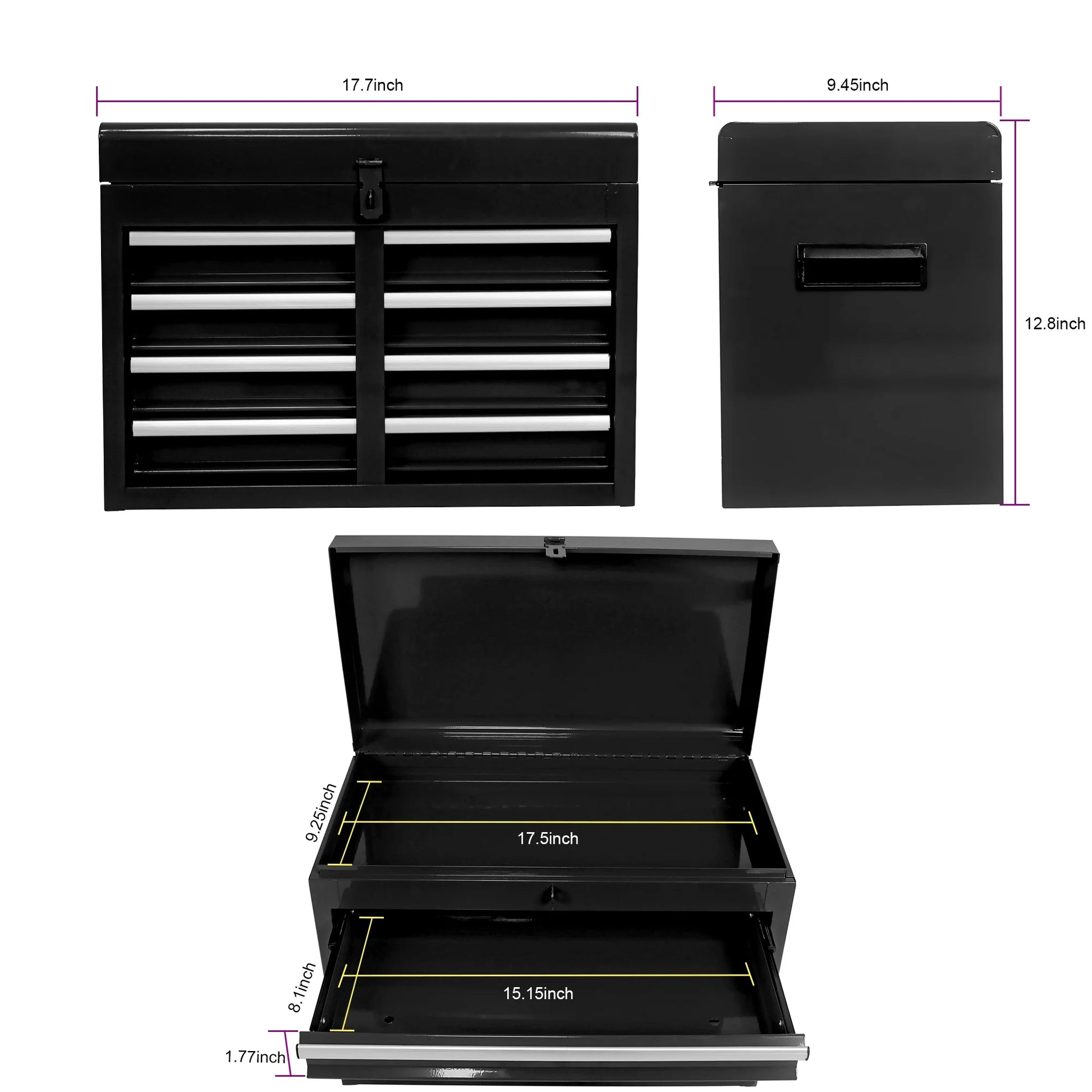 Tool Chest with 5 Drawers, Rolling Tool Box, Lockable Tool Cabinet Hidden Double Tool Organizer