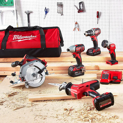 Milwaukee M18 18V Lithium-Ion Cordless Power Tool Set, 5 Pack