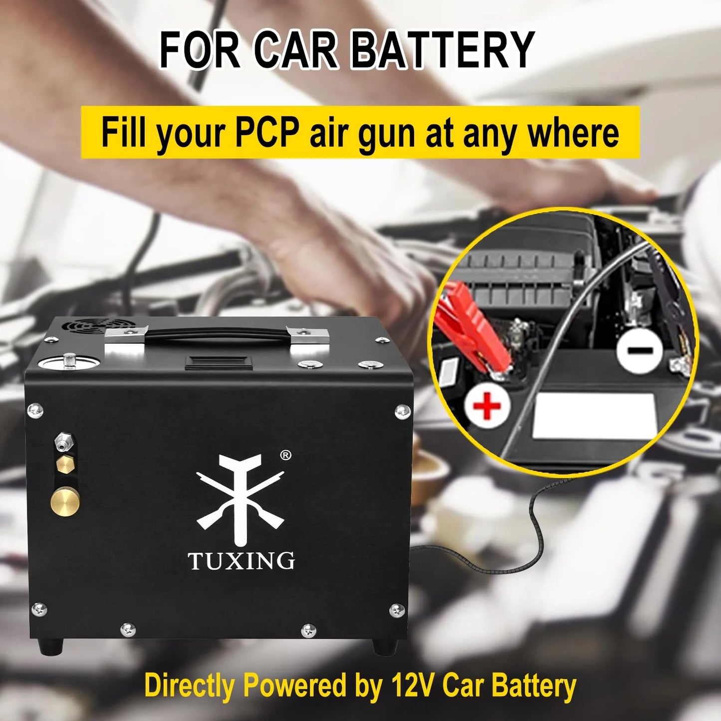 TUXING 4500Psi PCP Air Compressor,Auto-Stop,Oil/Water-Free, High Pressure Air Compressor for Paintball Tank Pump