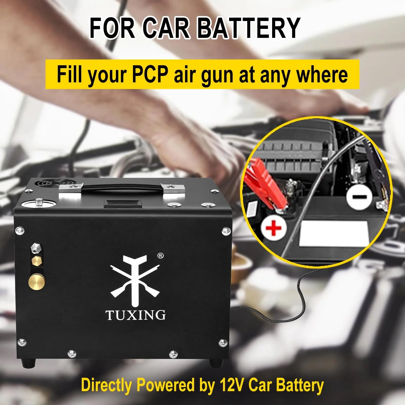 TUXING 4500Psi PCP Air Compressor,Auto-Stop,Oil/Water-Free, High Pressure Air Compressor for Paintball Tank Pump