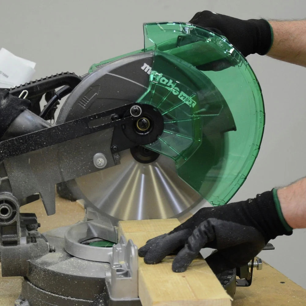 Metabo HPT Compound Miter Saw, 10" Miter Saw with Large Table Saw for woodworking, Power saw with 15-Amp Motor, Accurate Miter Angles, 0-45 Bevel, 24T TCT Miter Saw Blade, Positive Stops, C10FCGS