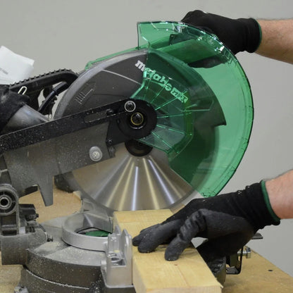 Metabo HPT Compound Miter Saw, 10" Miter Saw with Large Table Saw for woodworking, Power saw with 15-Amp Motor, Accurate Miter Angles, 0-45 Bevel, 24T TCT Miter Saw Blade, Positive Stops, C10FCGS