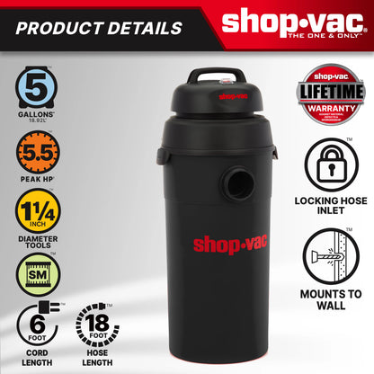 Shop-Vac 5 Gallon 5.0 PHP Wall Wet & Dry Vacuum