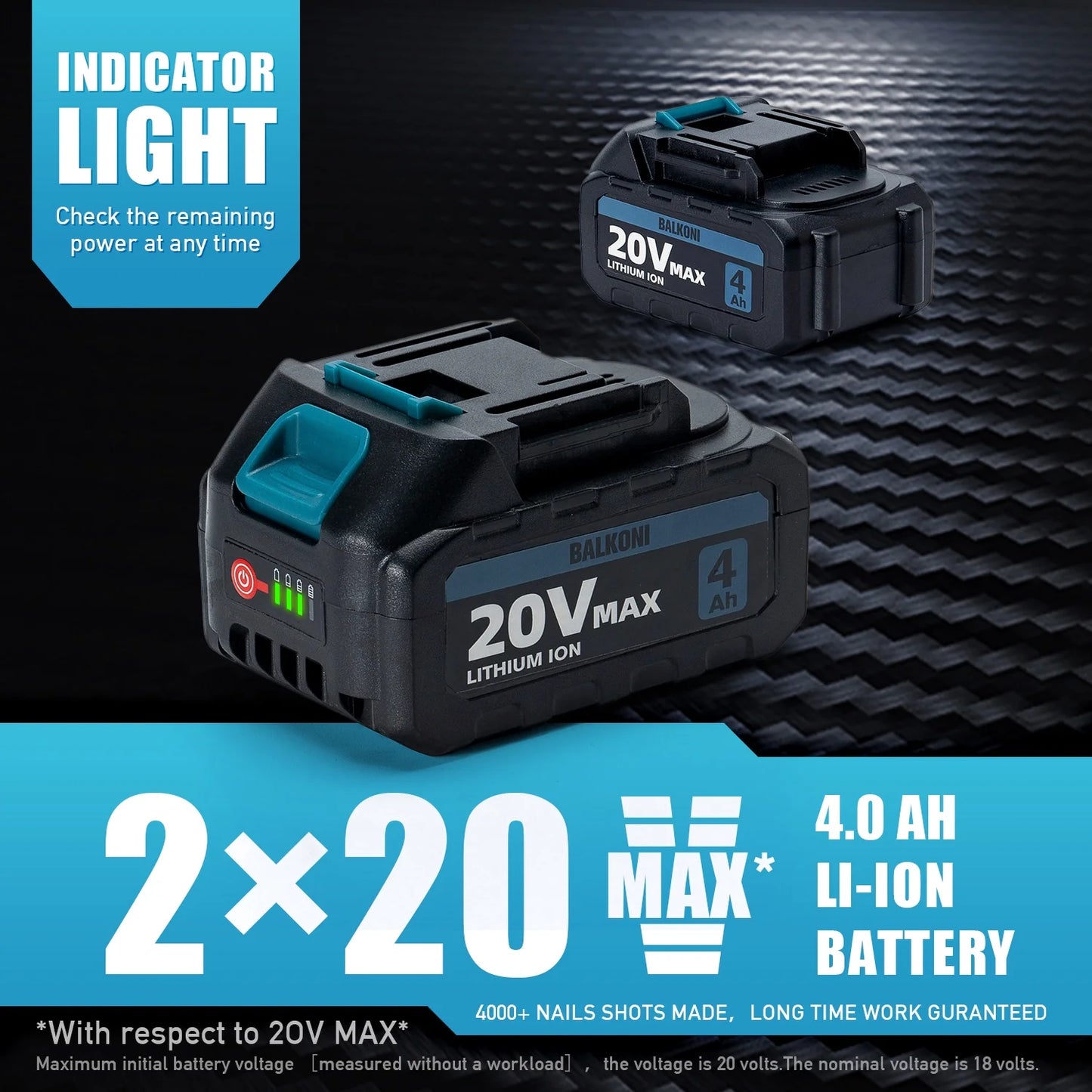 Cordless Electric Nail Gun, 4.0Ah X 2 Battery, F32 MAX, 1000 Piece Nails