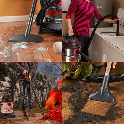 Shop-Vac 5989300, 5 Gallon, 4.5 HP Electric Corded Wet/Dry Vacuum Cleaner for Garage, Silver