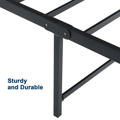 Lusimo Queen Bed Frame Heavy Duty Anti-Slip Support Metal Platform Bed Frame Queen Size with 16" Large Under Bed Storage Space Easy Lock Assembly