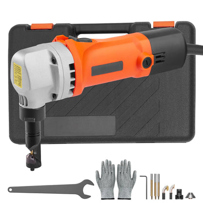 KFFKFF Sheet Metal Nibbler, 550W Powerful 2200 RPM High Speed, 360 Degree Rotation Electric Nibbler Metal Cutter, Straight Curve and Circle Cutting for Stainless Steel, Aluminum, Plastic