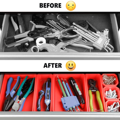 AIRAJ 42'' 8-Drawer Rolling Tool Chest with Wheels | Heavy-Duty Metal Tool Box with Removable Lid & Hooks | Garage Storage Cabinet with Liners, Tray Dividers