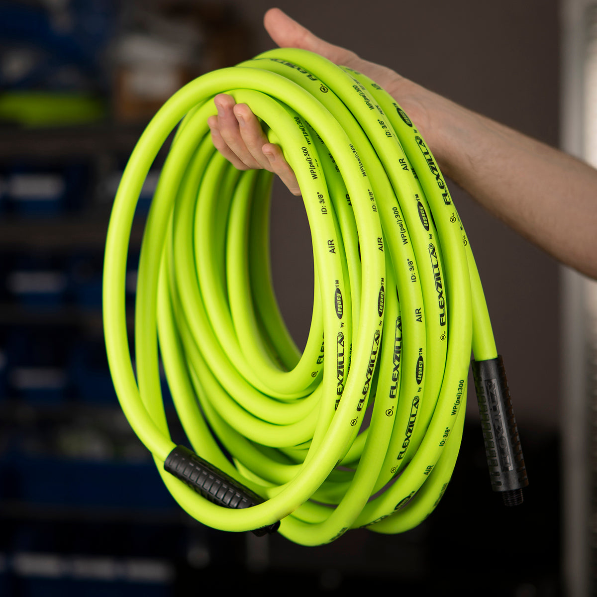 Flexzilla Air Hose, 1/2" x 100', 3/8" MNPT Fittings, ZillaGreen