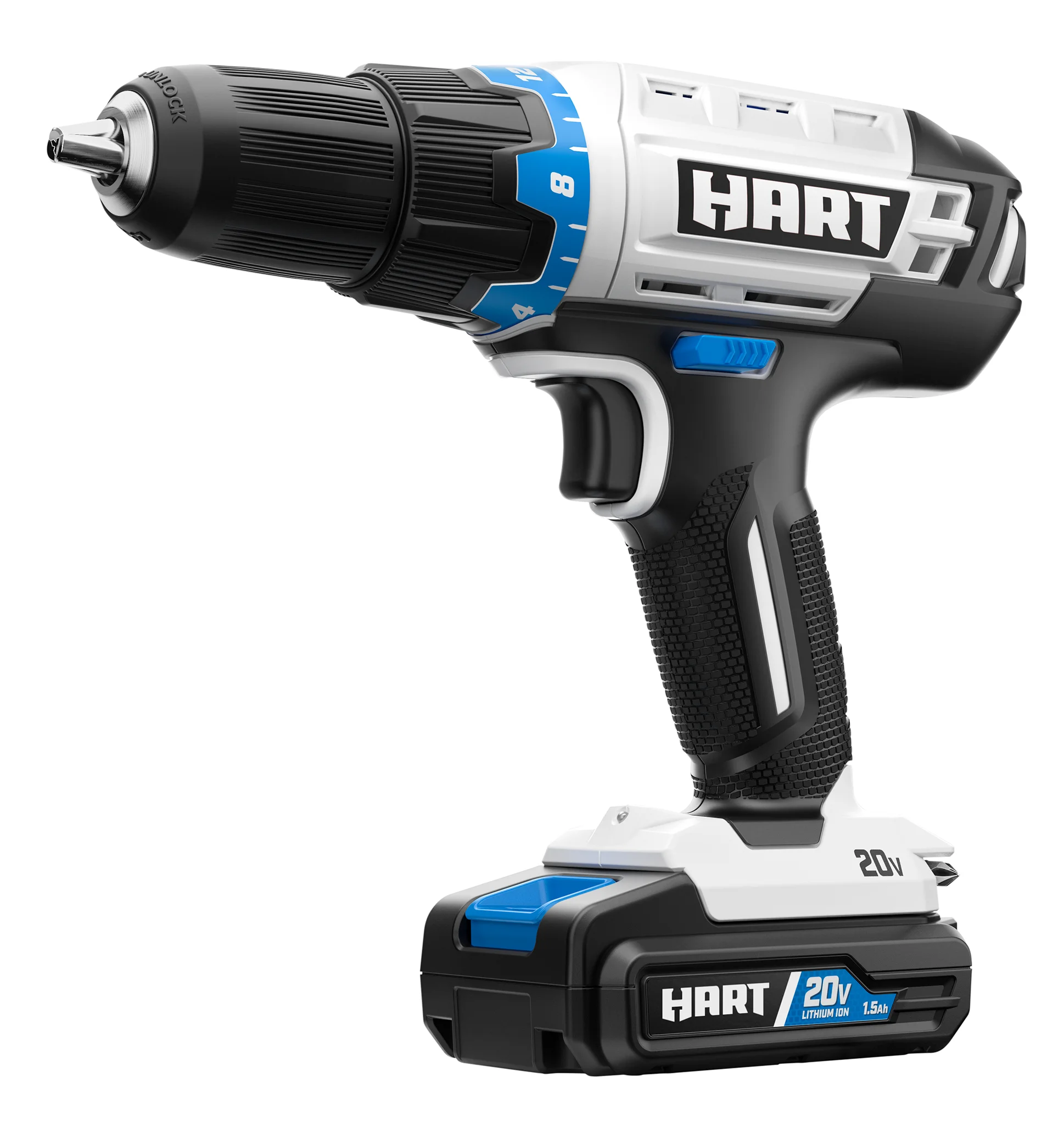 HART 20 Volts 4-Tool Battery-Powered Combo Kit, (2) 1.5Ah Lithium-Ion Batteries