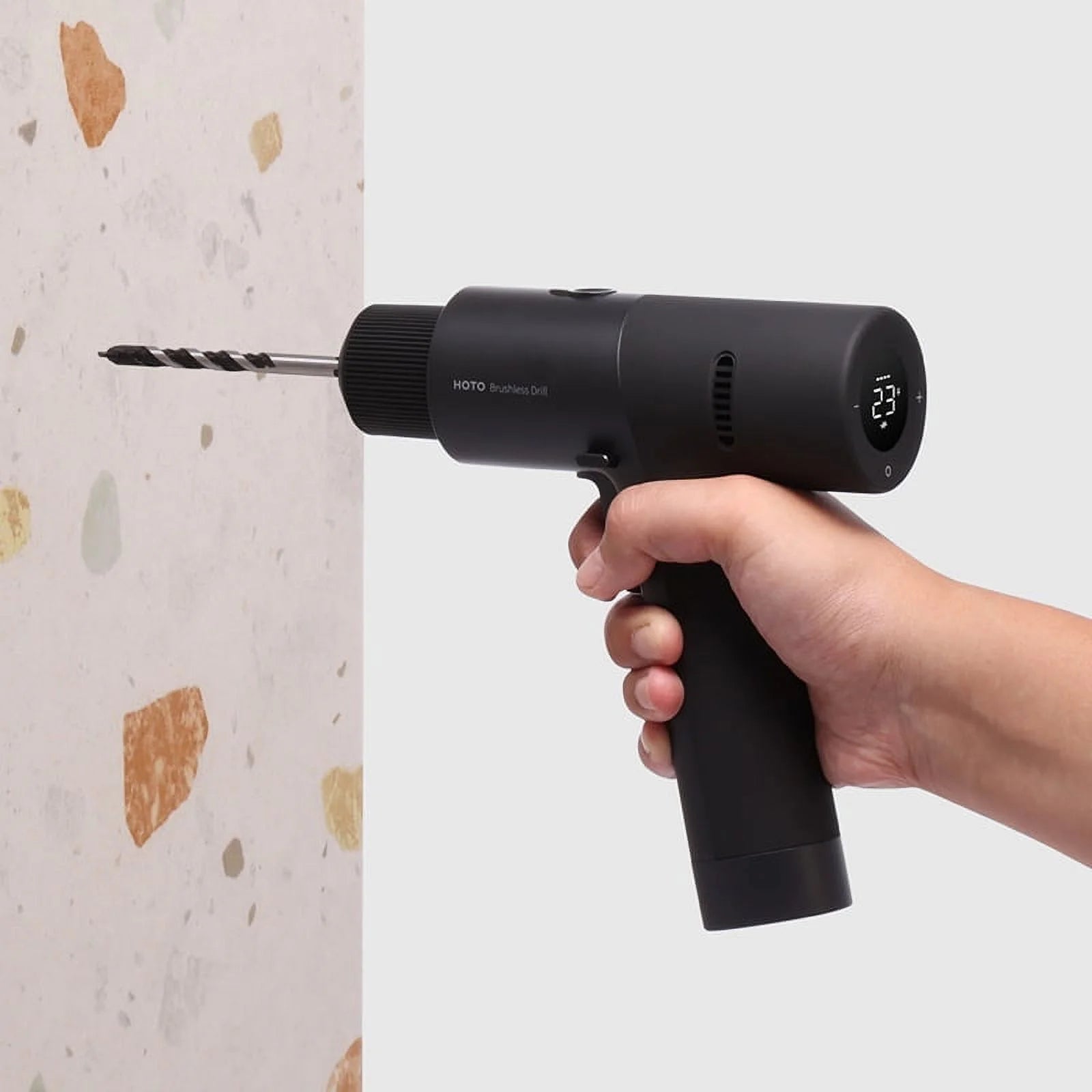 HOTO Cordless Brushless Drill Tool Set, Variable Speed, Hidden Buckle, LED Screen, Intelligent Digital Display, Safe, Exquisite & Practical, High-end Drill Kit for Home/Daily Use