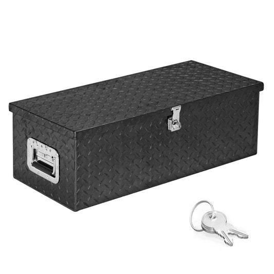 30? Aluminum Truck Tool Box with Lock Trailer Pickup Underbody Truckbed Storage, Black