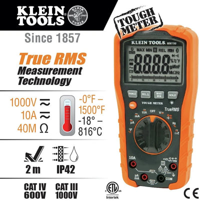 Klein Tools True RMS Auto-Ranging LCD Multimeter 1 pk