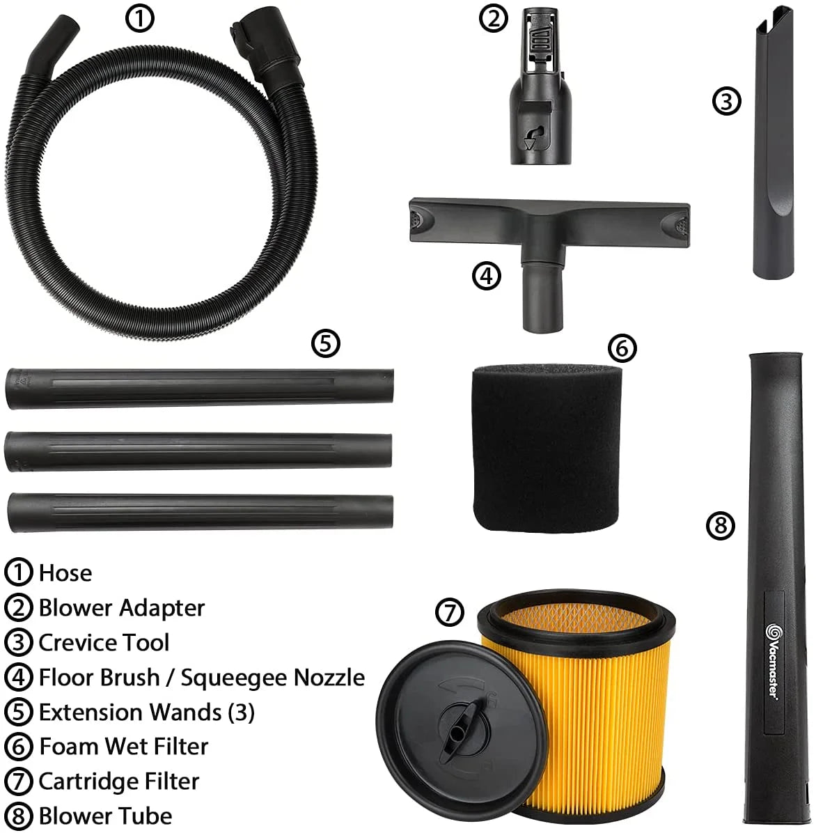 Vacmaster VBVB611PF 1101 6 Gallon 5 Peak HP Wet Dry Shop Vacuum 1-1/4 Inch Hose Powerful Suction with Detachable Blower