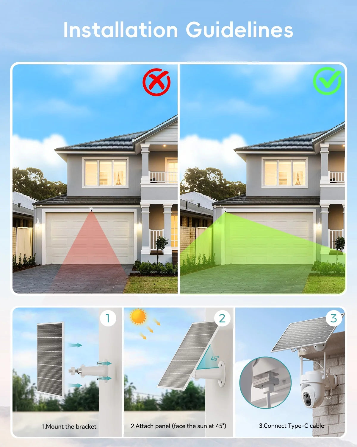 ZUMIMALL 8W Solar Security Camera,AOV 24/7 Recording,360? View Wireless Outdoor Camera,Rechargeable Battery Powered,2K Color Night Vision, 2-Way Talk, 2.4GHz WiFi, Auto Tracking,White