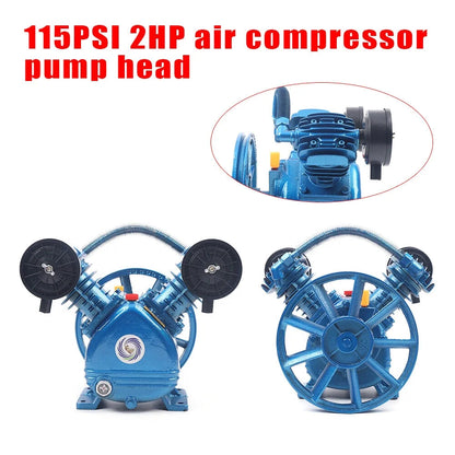 2 Piston Air Compressor Head Pump V Style Twin Cylinder Single Stage 2-HP 115PSI
