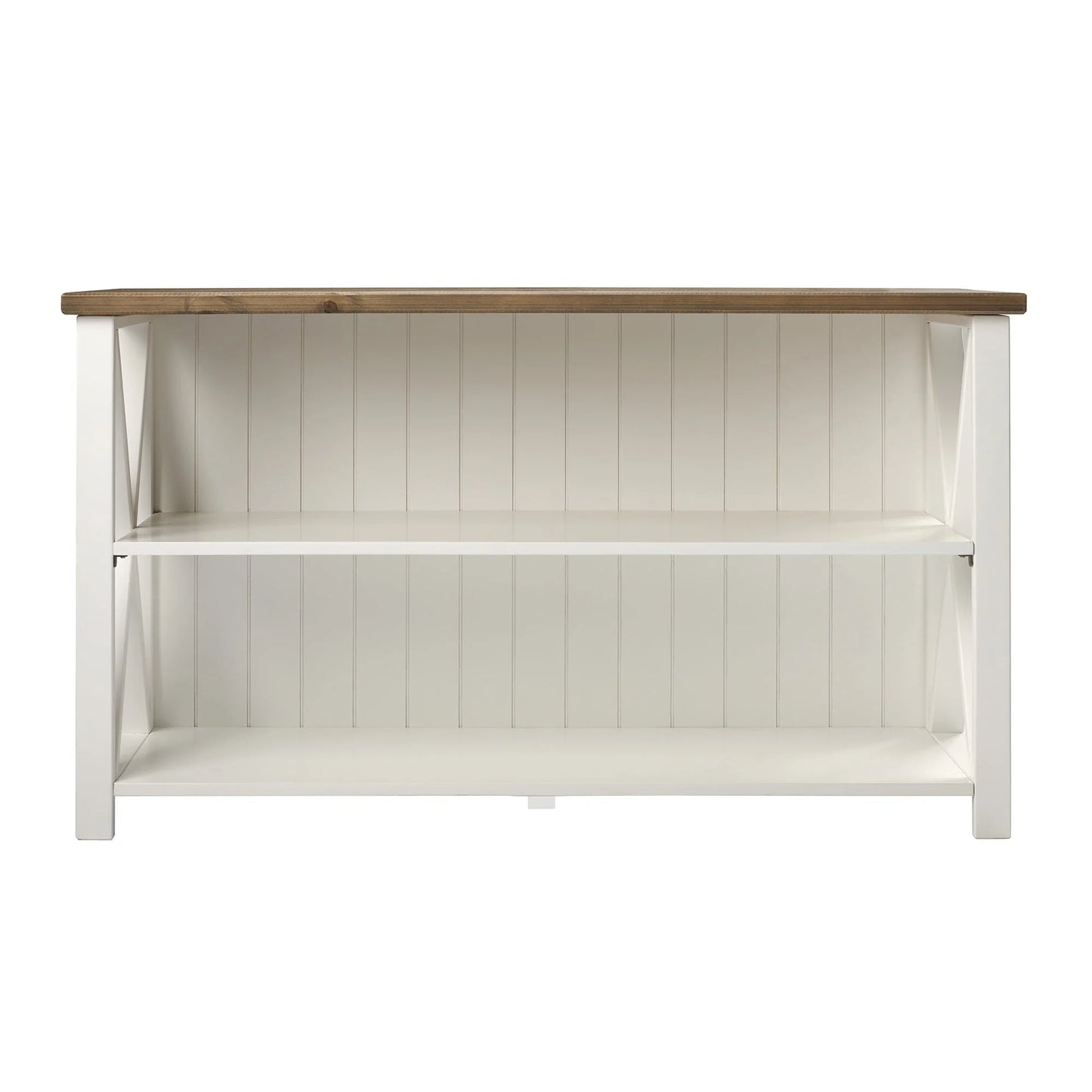 Woven Paths Solid Wood Storage Console Table, White/Reclaimed Barnwood