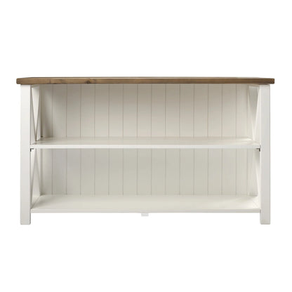Woven Paths Solid Wood Storage Console Table, White/Reclaimed Barnwood