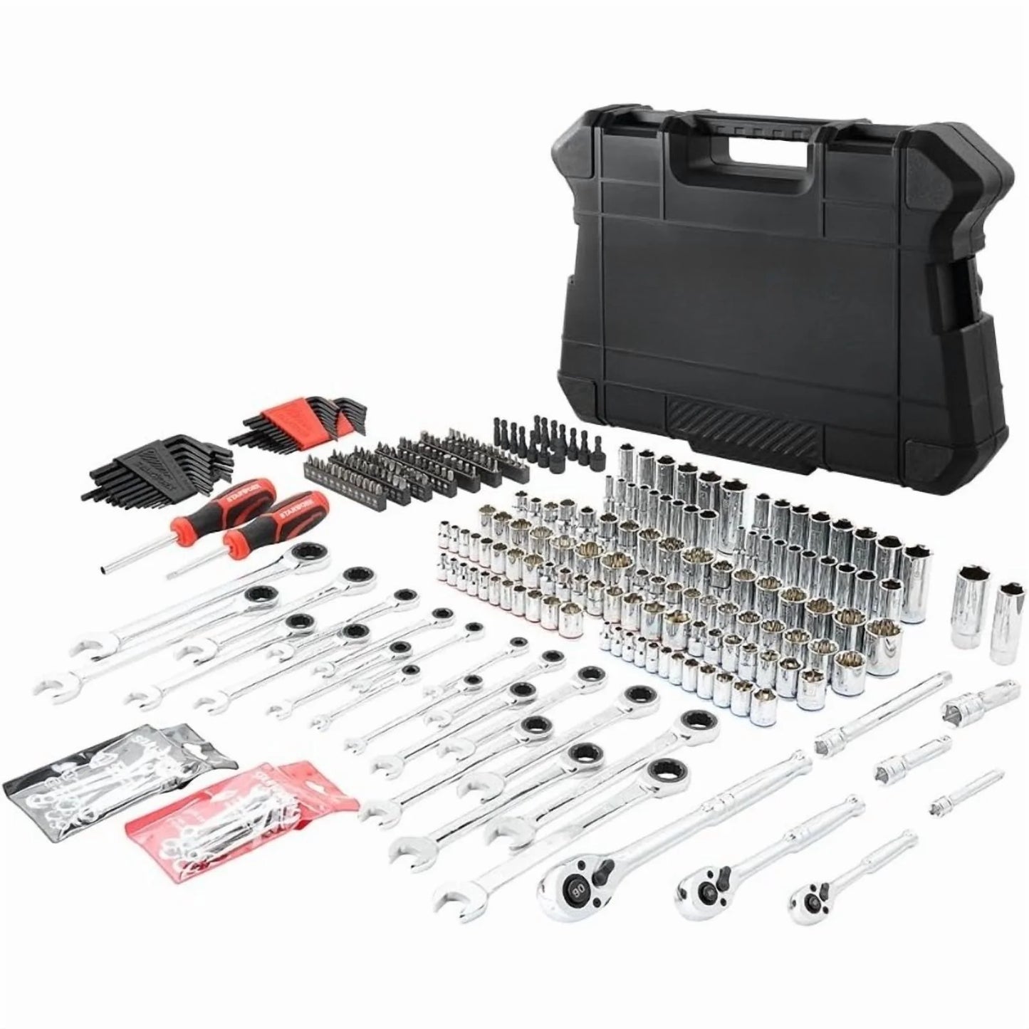 Tool Box 303-Piece Mechanics Tool Set and Socket Set, Professional, SAE/Metric