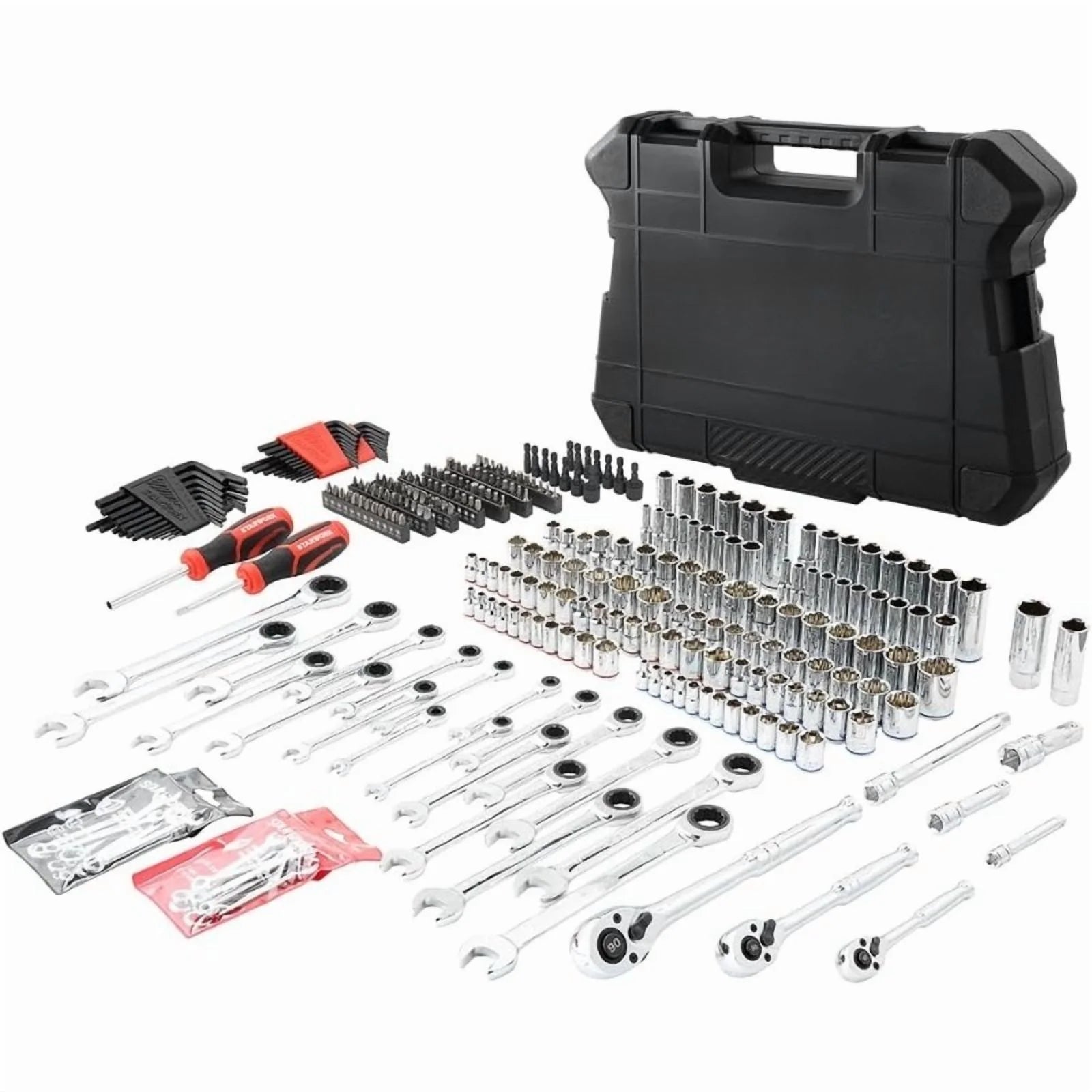 Tool Box 303-Piece Mechanics Tool Set and Socket Set, Professional, SAE/Metric