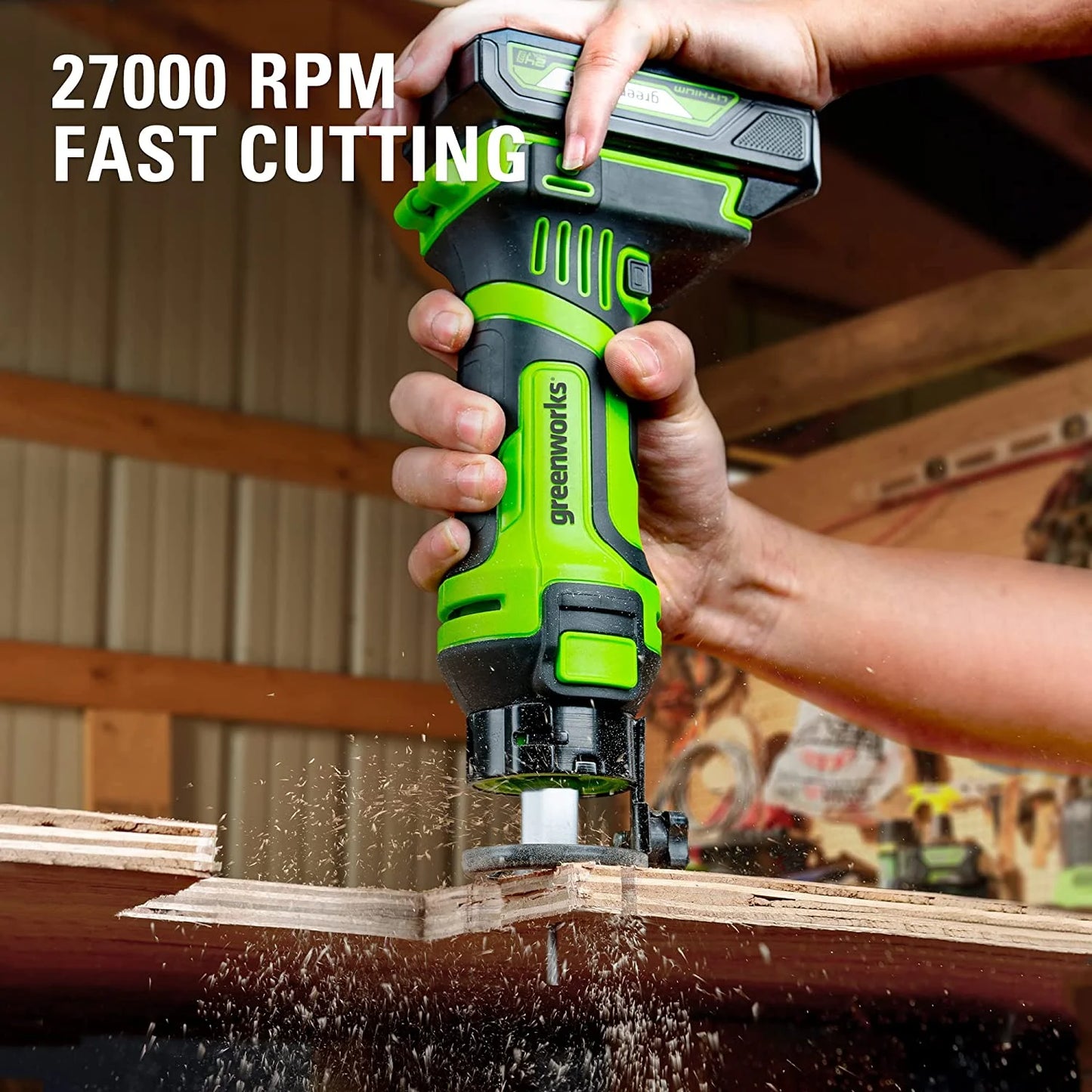 Greenworks 24V Speed Saw Rotary Cut 27,000 RPM Tools 6 Piece Kit with 2Ah Battery and Charger