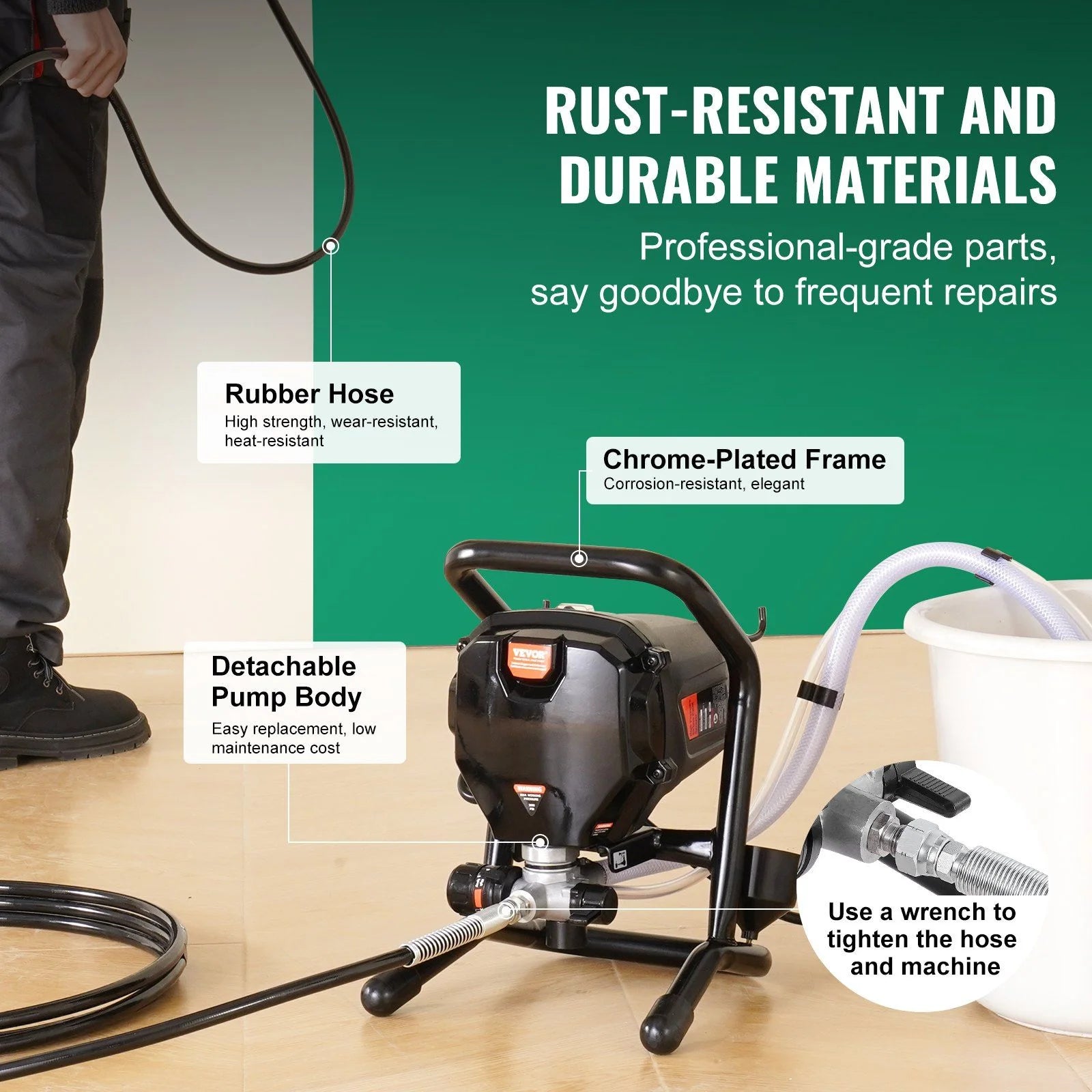 Stand Airless Paint Sprayer 3000 PSI 750W Electric High-Pressure Handheld Sprayer for Interior Exterior Walls, Furniture, Fences with Adjustable Speed Control and Extension Pole