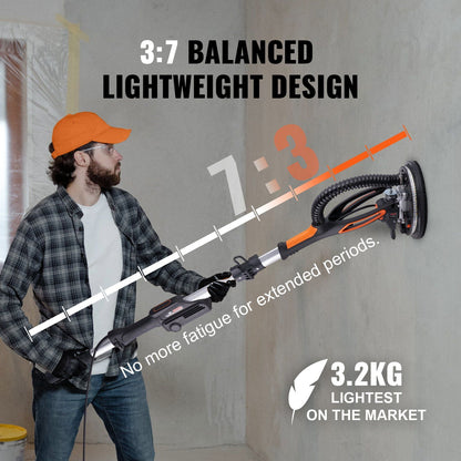 Professional Drywall Sander 800W, Brushless Motor, 5-Speed Adjustment (1000-2300 RPM)