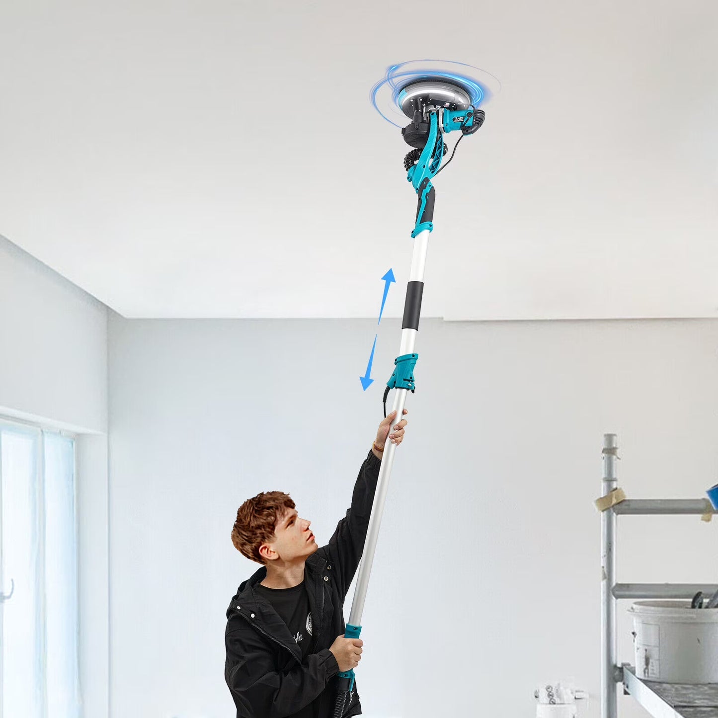 6 Gear Speed Orange Aluminum Alloy Electric Drywall Sander Vacuum with Dust Collection for Electric Ceiling and Wall