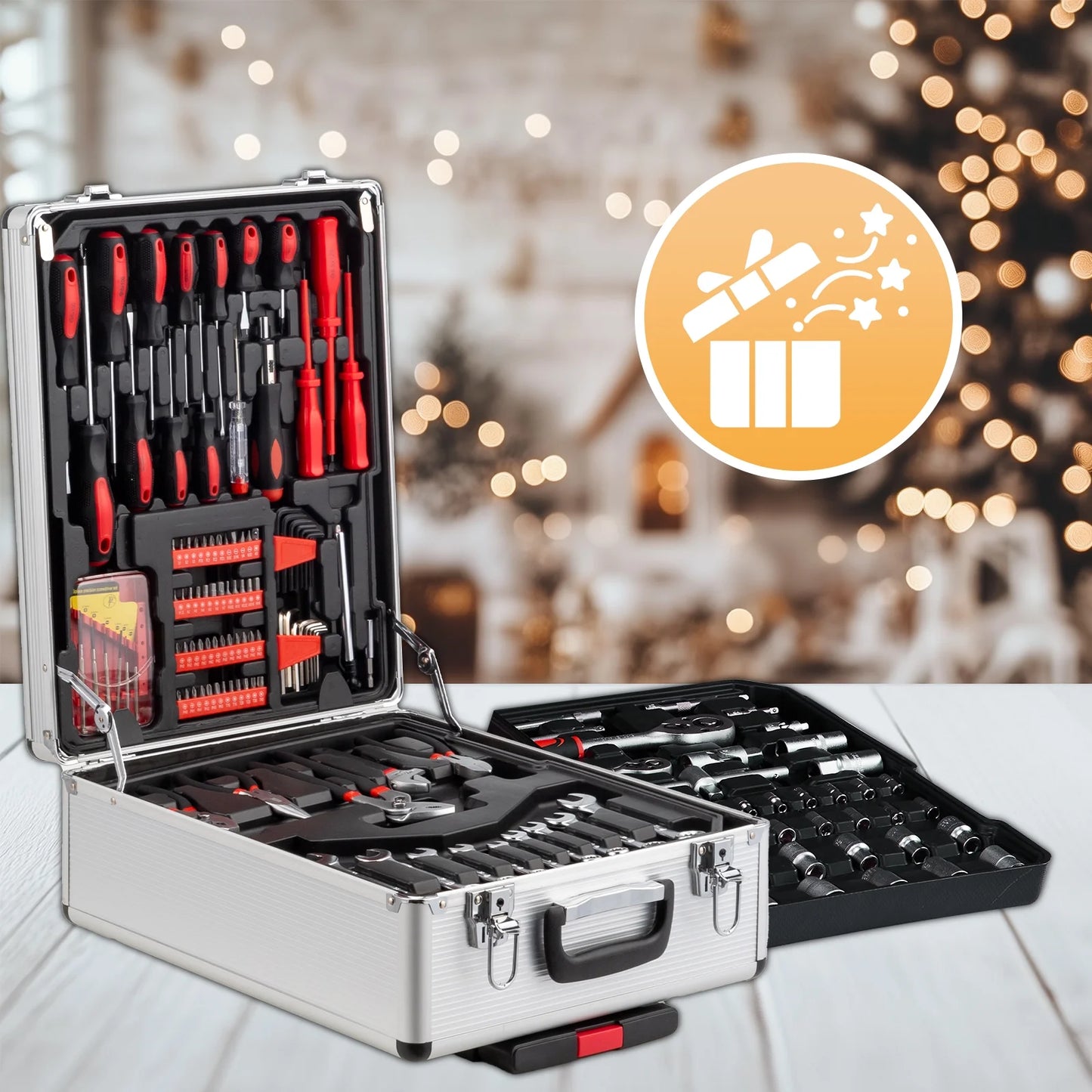 UBesGoo 799 Pcs Tool Set, Household Repair Hand Tool Kit, Mechanics Tool Kit, with Trolley Case, Silver