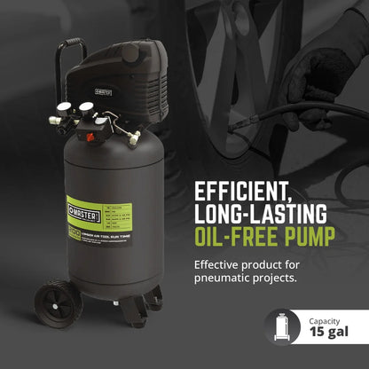 MAT Original Parts Green 1.5 HP Portable Heavy Duty Air Compressor 15 gal
