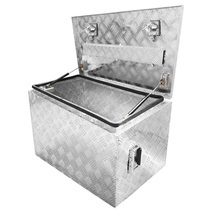 TROPOW 24-Inch Aluminum Diamond Plate Tool Chest - Lockable Underbody Storage Box for Trucks, RVs, and Trailers