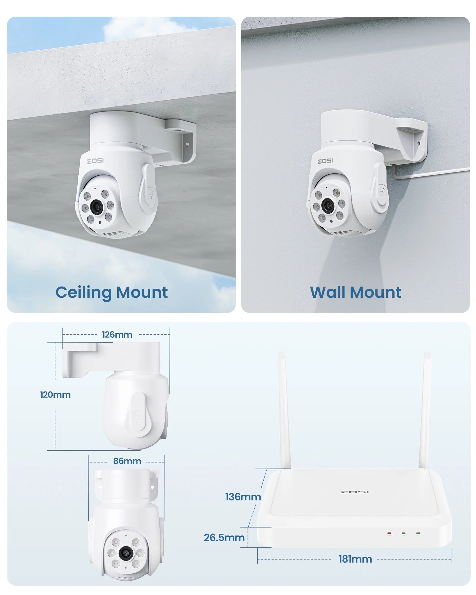 ZOSI 5MP Security Camera System, WiFi 6 8CH NVR with 1TB HDD for 24/7 Record, Wilress Pan Tilt Security camera with Color Night Vision, Auto Tracking, AI Human Detect, 2-Way Audio, Home Security