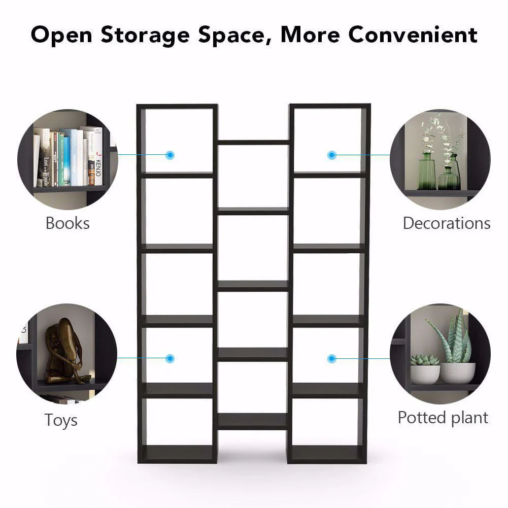 Tribesigns Modern Bookcase, 5-Shelf Storage Organizer Bookshelf with 14-Cube Display Book Shelf for Home Office, Living Room and Bedroom