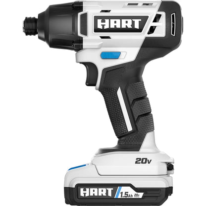 HART 20V Cordless 1/4 in Impact Driver, 1.5Ah, 1800 in lb 2600 RPM