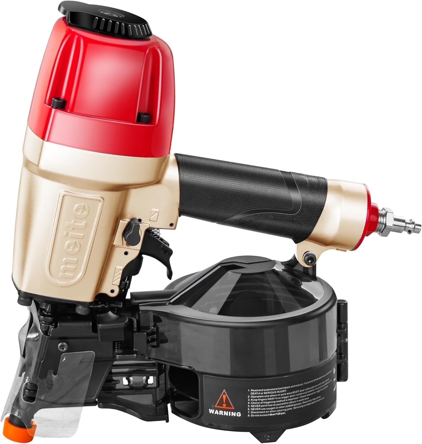 MEITE CN65S Pneumatic Coil Siding Nailer with Safety Nose, 15-16 Degrees 1-1/2" to 2-1/2"Coil Nail Gun Lightweight