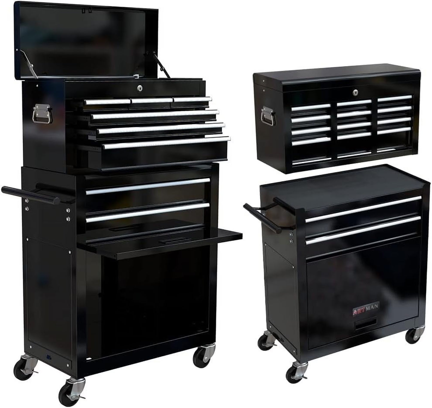 8-Drawer Tool Chest High Capacity Rolling Tool Chest with Wheels and Drawers Rolling Tool Box with Lock, Removable Tool Cabinet Storage for Warehouse Garage Workshop, Black