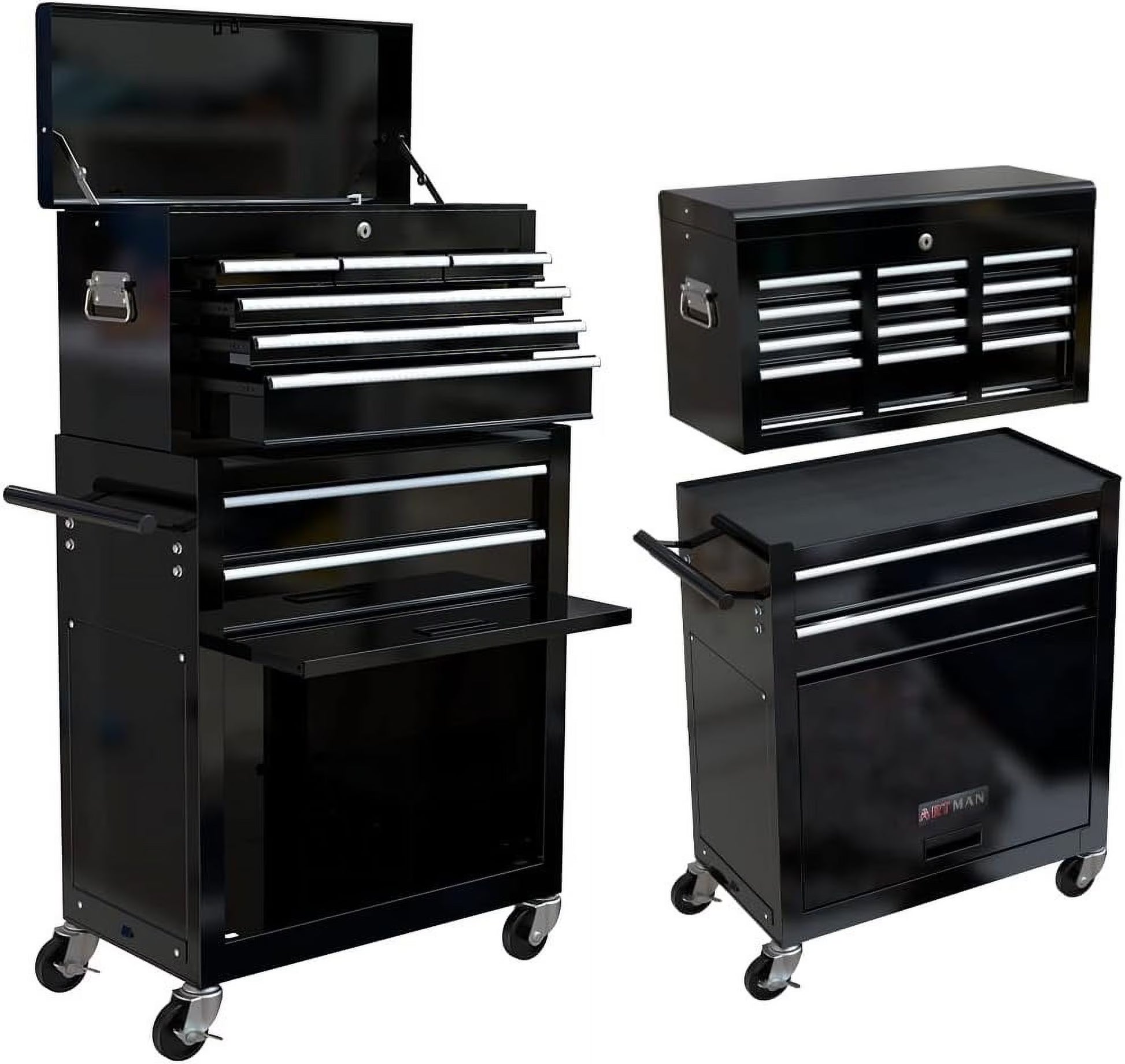8-Drawer Tool Chest High Capacity Rolling Tool Chest with Wheels and Drawers Rolling Tool Box with Lock, Removable Tool Cabinet Storage for Warehouse Garage Workshop, Black