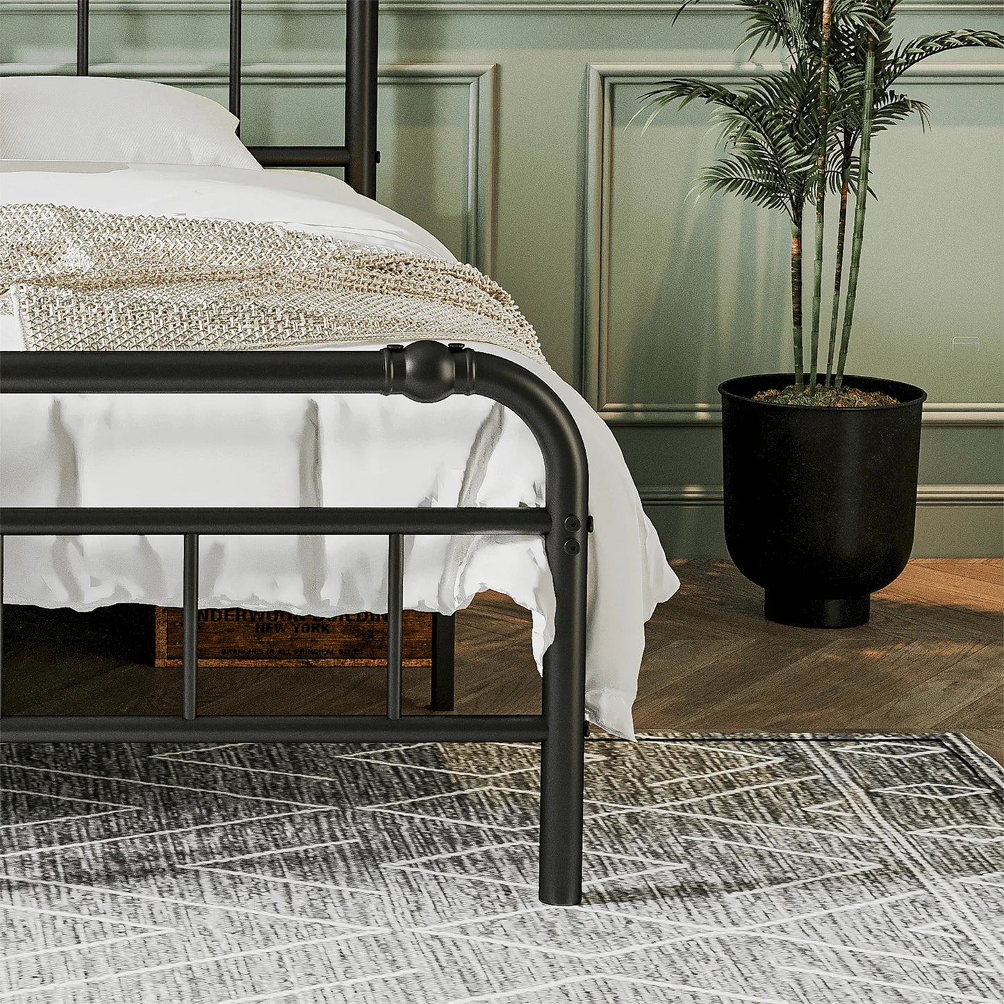 QFTIME 14" King Bed Frame with Headboard and Footboard, Heavy Duty Metal Platform, Premium Steel Slat Mattress Foundation with Storage, No Box Spring Needed