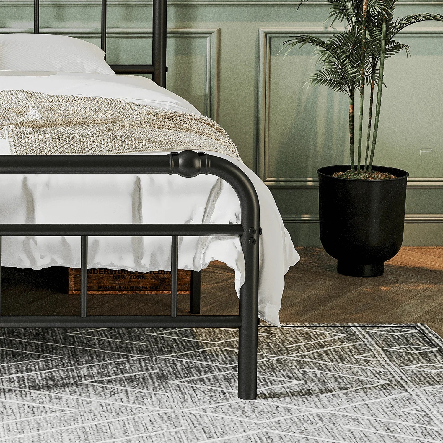 QFTIME 14" King Bed Frame with Headboard and Footboard, Heavy Duty Metal Platform, Premium Steel Slat Mattress Foundation with Storage, No Box Spring Needed