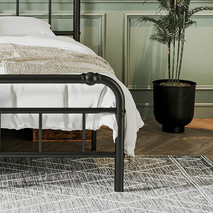 QFTIME 14" King Bed Frame with Headboard and Footboard, Heavy Duty Metal Platform, Premium Steel Slat Mattress Foundation with Storage, No Box Spring Needed