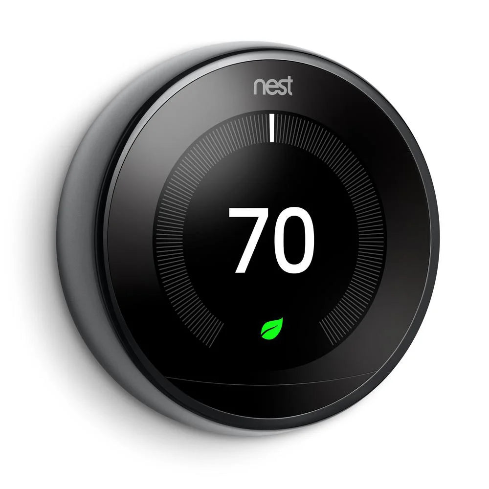 Google Nest T3018US Nest Learning Thermostat 3rd Gen Smart Thermostat (Mirror Black)) Bundle with Deco Essentials Wall Plate Cover for Google Nest Thermostat 1st, 2nd, 3rd Generation Models